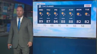 Forecast - Partly cloudy and humid with scattered morning showers and storms