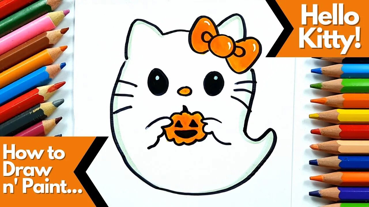 How to Draw and Paint Hello Kitty as a Special Halloween Ghost