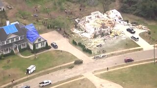 VIDEO: Chopper 7 flies over cleanup from Gaylord tornado on Sunday