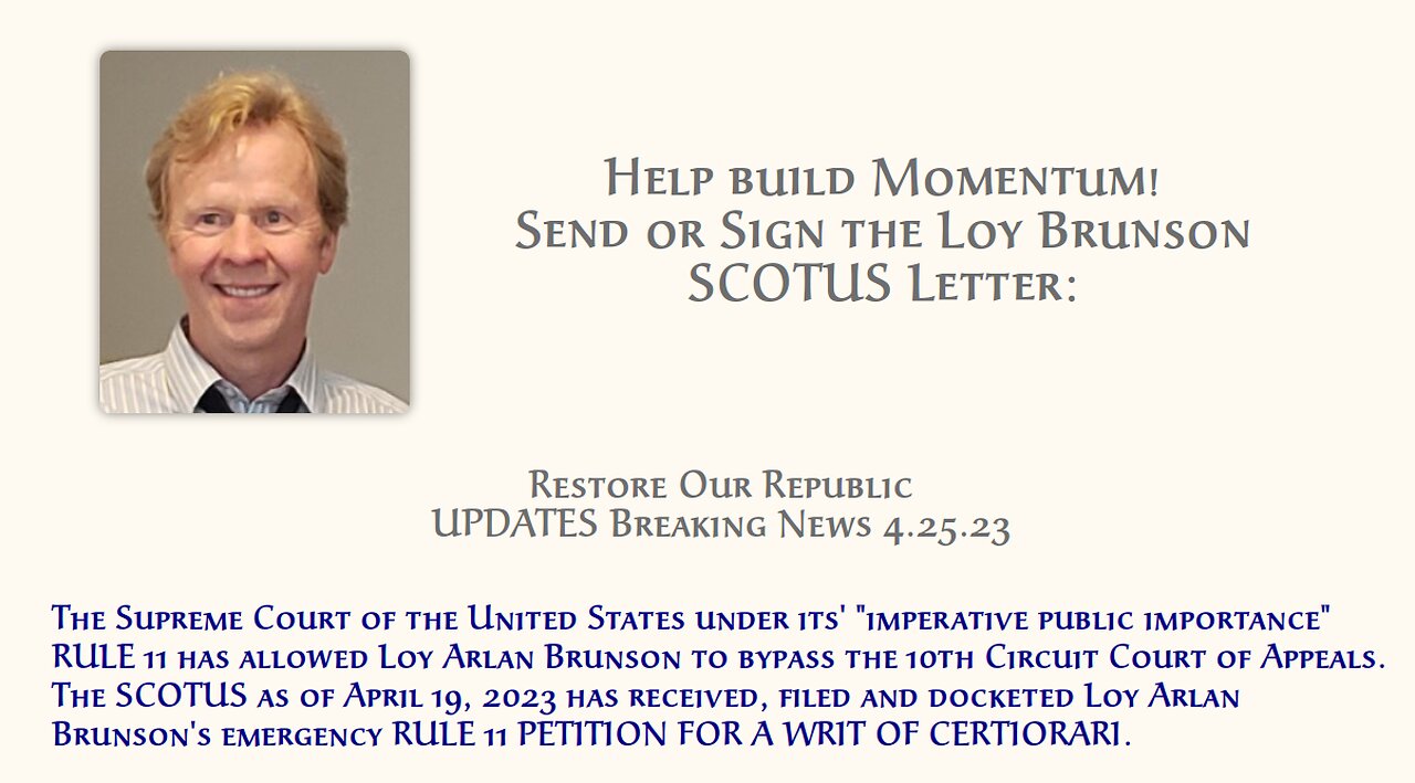 LOY BRUNSON Case 221028 RULE 11 SCOTUS MAY 24 2023 NINO 5 19 2023