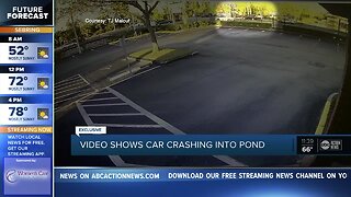 Car crashes into pond