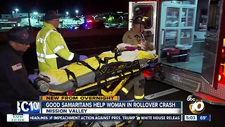 Drivers stop to help woman after rollover crash on I-8 in Mission Valley