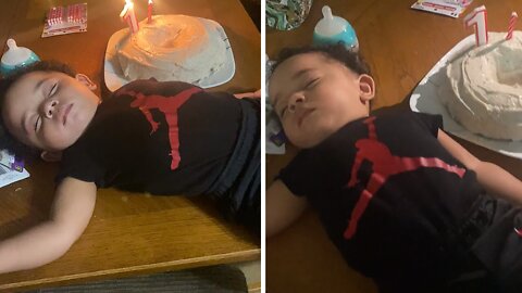 1-year-old can't stay awake for his own birthday party