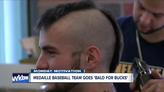 Medaille baseball team goes 'Bald for Bucks'