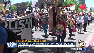 10 arrested at immigration protest