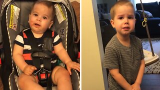 Kid feels bad after giving chocolate to his baby brother