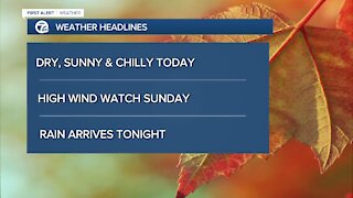 Dry today and windy Sunday