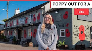 Pub-goers decorate boozer with giant poppies