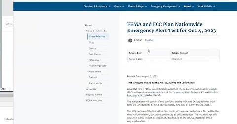 Dave Hodges: FEMA - FCC Wireless Phone EBS National Emergency Test on 11-4-2023 2:20 EST