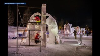 Last hours of carving at Snow Sculpture Championships