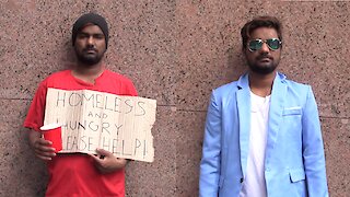 Social experiment: Homeless man vs. rich man asking for money