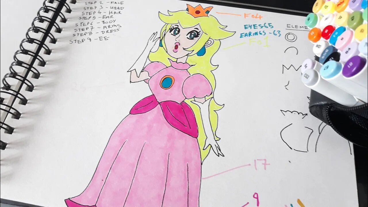 HOW TO DRAW PRINCESS PEACH (FROM SUPER MARIO) STEP BY STEP EASY