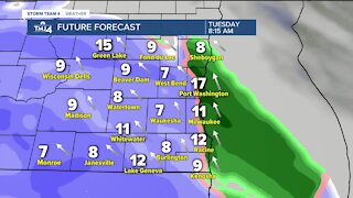 Sunshine, breezy Monday ahead, snow moves in Tuesday