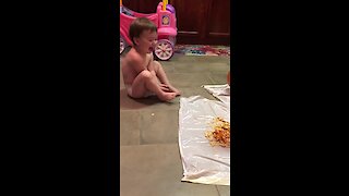 Toddler literally gags at anything gross