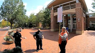 "YOU MUST WEAR MASKS!" - Police Officer @ Penn State University - Street Preaching - Kerrigan Skelly