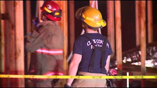 Firefighters in Las Vegas investigate fire involving 3 homes under construction