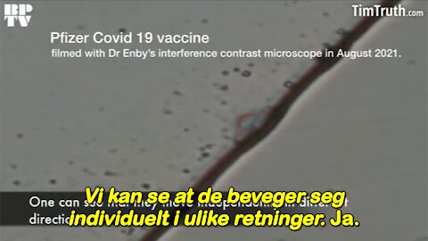 Dr. Erik Enby presenterer mikroskopianalyse av en Pfizer-vaksine