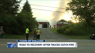 Road to recovery after trucks catch fire