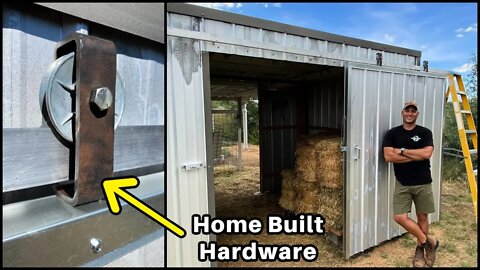 The Hay Barn Gets a Door! ( How to Make DIY Barn Door Hardware )
