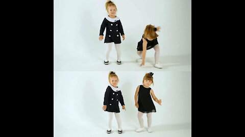 Lovely Little Girls Dancing As Well As Having A Good Time, Separated On White Workshop Shot