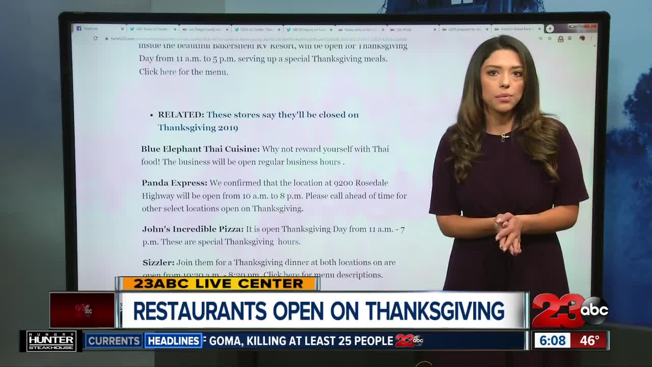 Restaurants Open on Thanksgiving in Bakersfield
