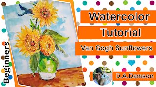 Vincent Van Gogh Tutorial sunflowers tutorial in Watercolor