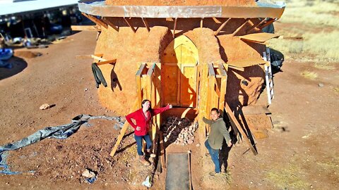 We Build A Double Door For Our Earthbag Home | Couple Builds Off-Grid In The Desert