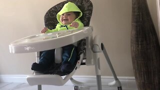 Adorable baby can't stop laughing at mommy's fingers