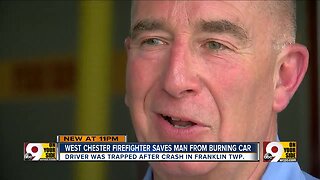 Off-duty West Chester firefighter saves man from burning car