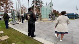 Military display in Bakersfield holds Veterans Day flag ceremony