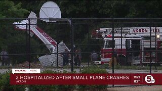 2 people hospitalized after small plane crashes behind Akron middle school, Akron Fire confirms