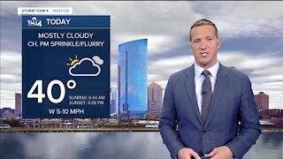 Southeast Wisconsin weather: Mostly cloudy Monday with a chance f or afternoon sprinkles or flurries