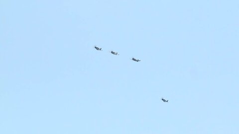 WWII planes flyover, Missing Man Formation