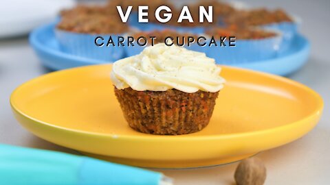 Vegan Carrot Cupcake | Vegan Cream Cheese Frosting | Vegan Carrot cake Recipe | Vegan Desserts