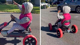 Musical Toddler Jams While Driving Her Little Car