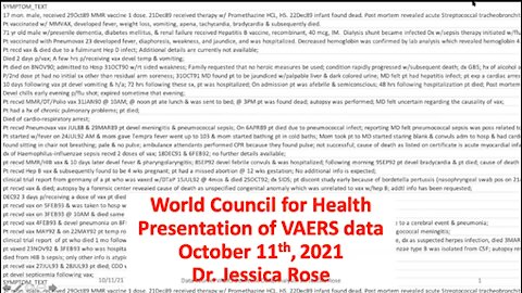 Presentation of VAERS data to the World Council for Health, by Dr. Jessica Rose