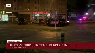 7 people, including 2 officers injured after police chase ends in 2 crashes