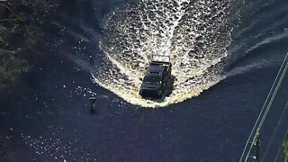 Chopper footage over flooded I-75
