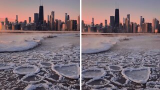 Frozen Lake Michigan creates beautiful phenomena in Chicago