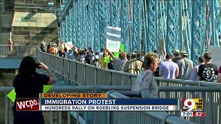 Immigration protest on Roebling Bridge
