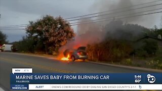 Camp Pendleton Marine helps save trapped baby from burning car