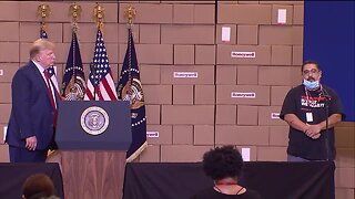 President Trumps speaks after touring Honeywell