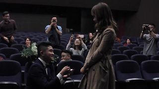 Epic Surprise Proposal During "Film" In French Cinema