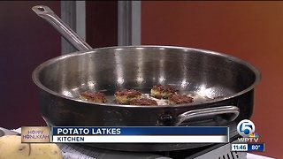 Making potato latkes with Chef Matthew Byrne