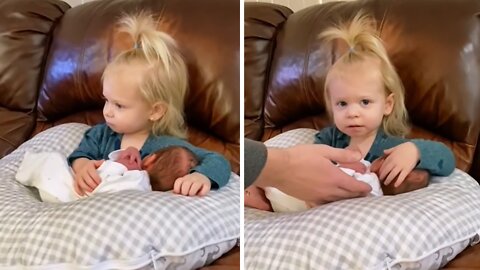 Little Girl Doesn't Want To Share Baby Brother With Anyone