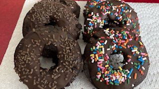 Glazed Double Chocolate Donuts - Vegan