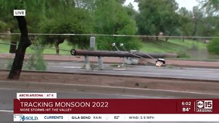 Power poles snap during monsoon storms in Scottsdale