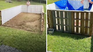 Man builds incredible homemade pallet pool all on his own