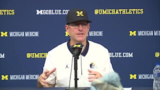 WATCH: Jim Harbaugh speaks after Michigan beats Ohio State 42-27 on 11/27/2021