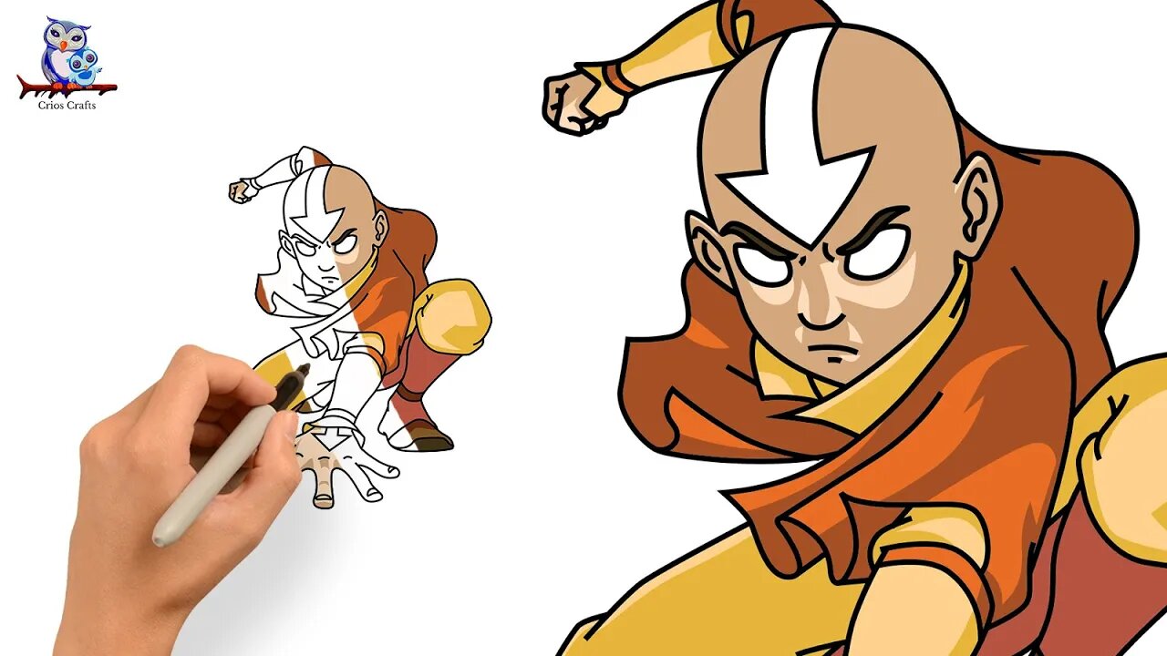 How To Draw Aang Avatar The Last Airbender Tutorial 0685